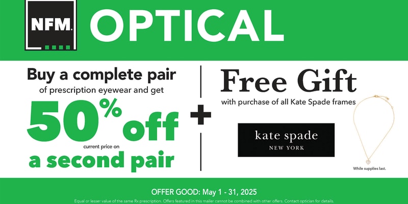 may optical offer buy one pair of pescription glasses get a second pair for 50% off with the same perscription