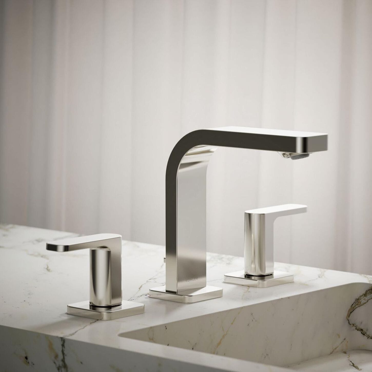 Kohler Parallel Widespread Bathroom Sink Faucet in Vibrant Brushed Nickel
