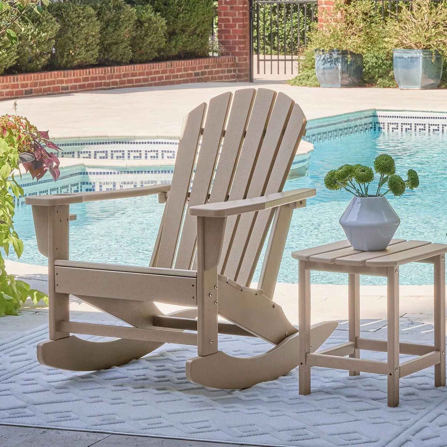 Ashley Sundown Treasure Patio Rocking Chair in Driftwood