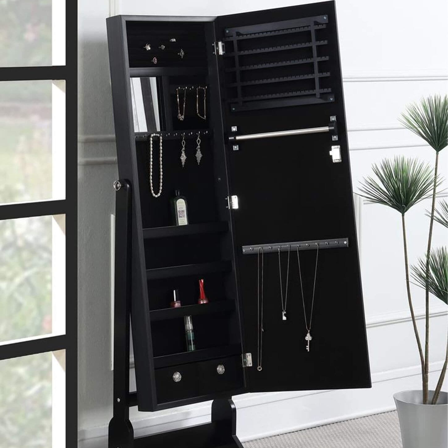 Pacific Landing Jewelry Cheval Armoire in Cappuccino