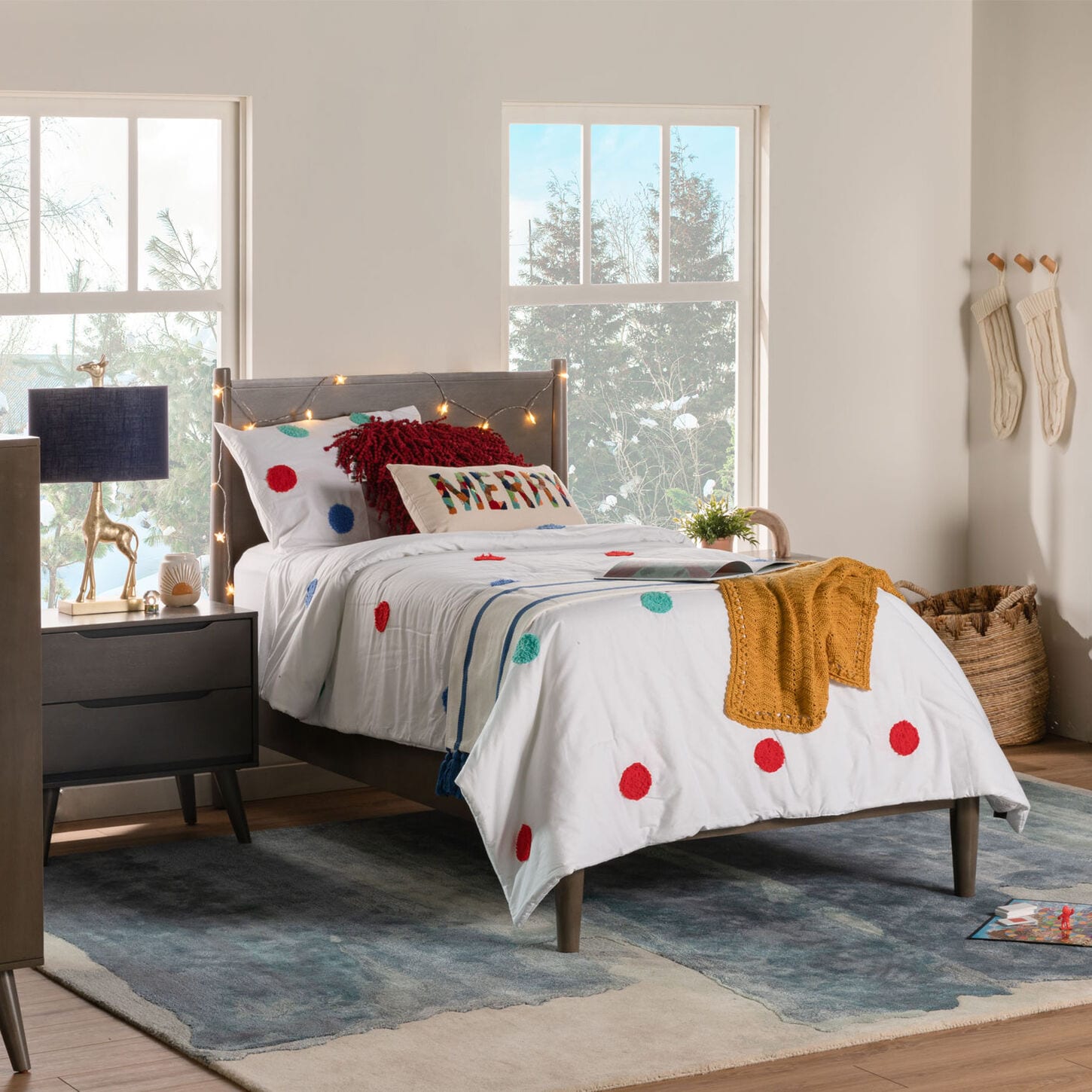 Kids bed with holiday decor
