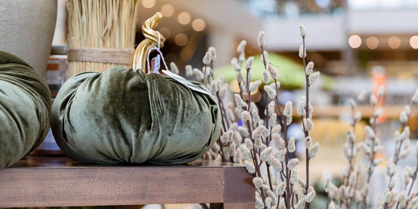 green velvet pumpkin decor