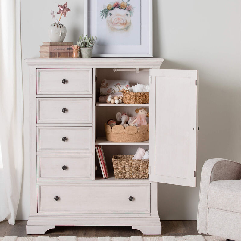 Eastern Shore Olivia 5-Drawer Chifferobe in Brushed White