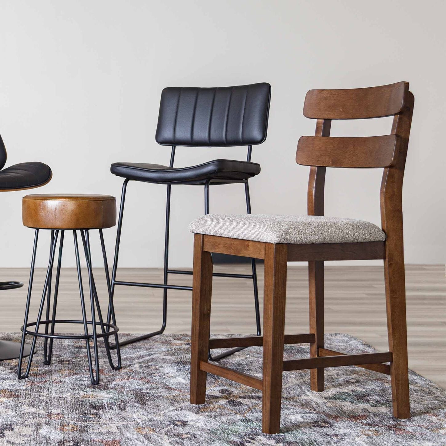A collection of bar stools