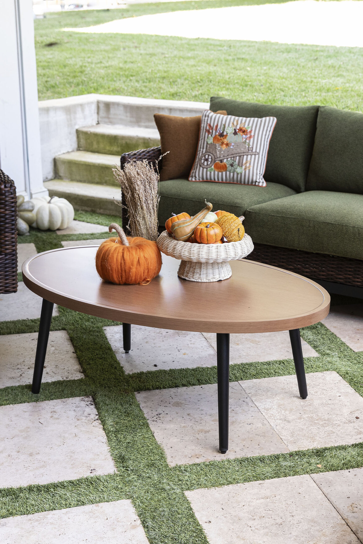 Fall patio with pumpkins