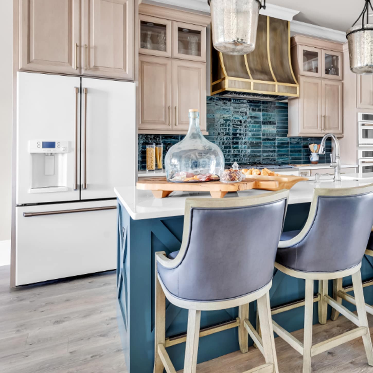 ge stainless steel refrigerator in kitchen