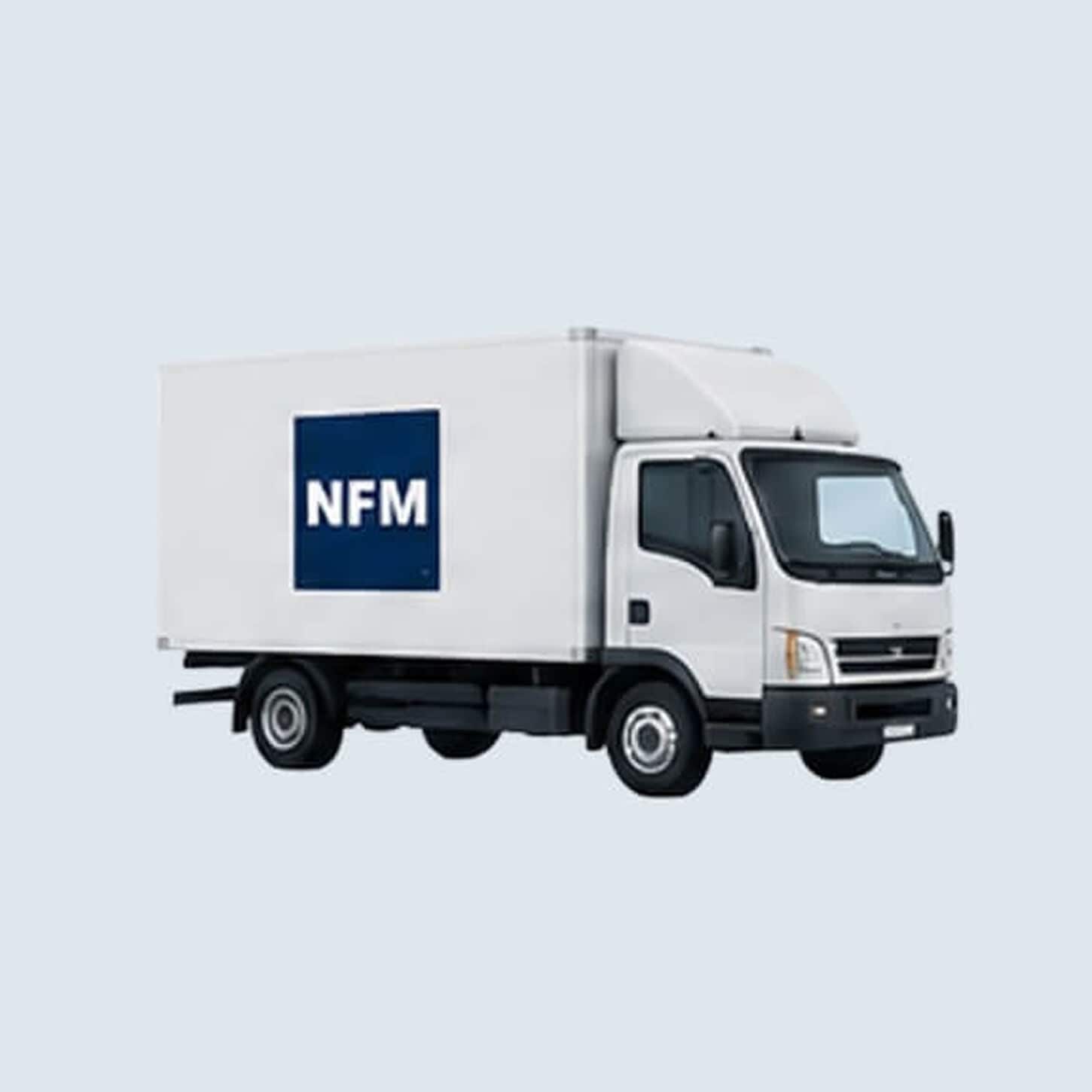 NFM-branded delivery truck on a grey background