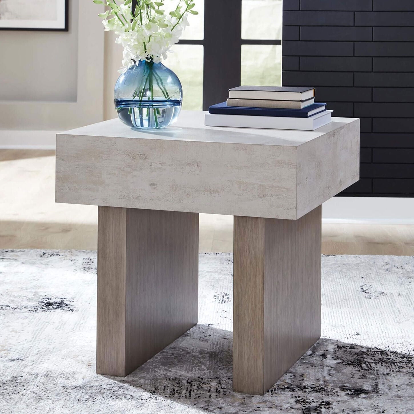 Ashley Jorlaina Square End Table in Light Grayish Brown