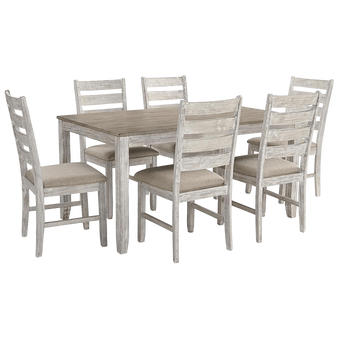 Signature Design by Ashley Skempton 7-Piece Dining Set in White and Light Brown