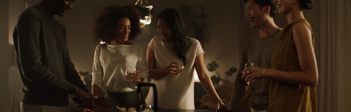 Friends having a dinner party