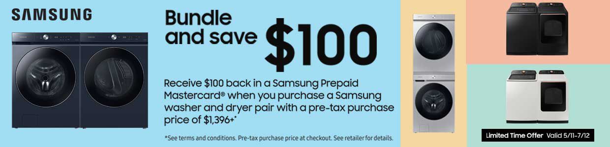 Samsung 100 off Laundry Pairs