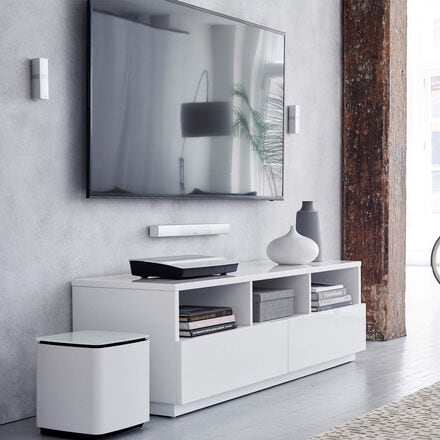 Flat screen TV mounted in an industrial style apartment