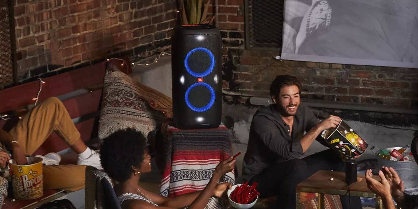 jbl speaker in living room at party