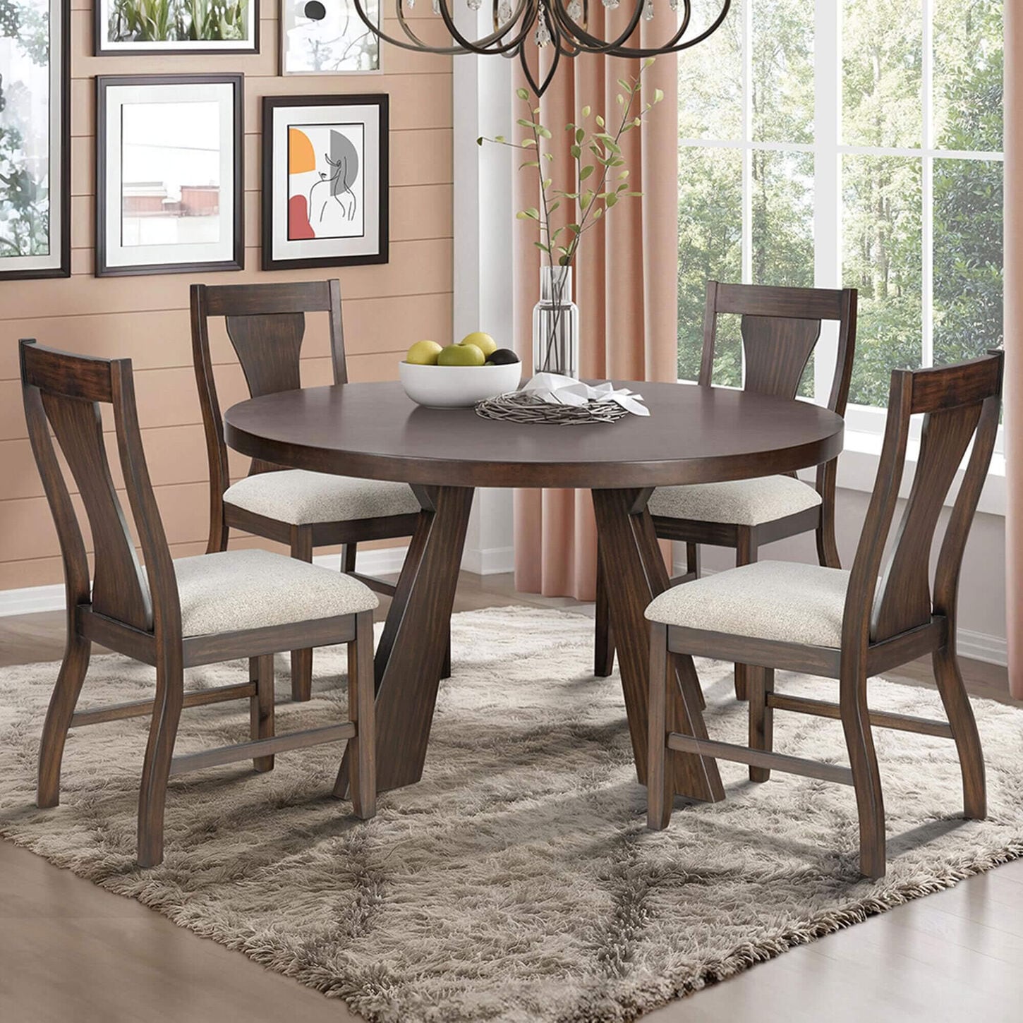 New Heritage Chestnut Ridge 5-Piece Round Dining Set in Dark Brown