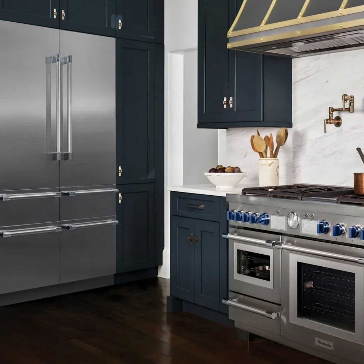Thermador Range and Refrigerator in Kitchen