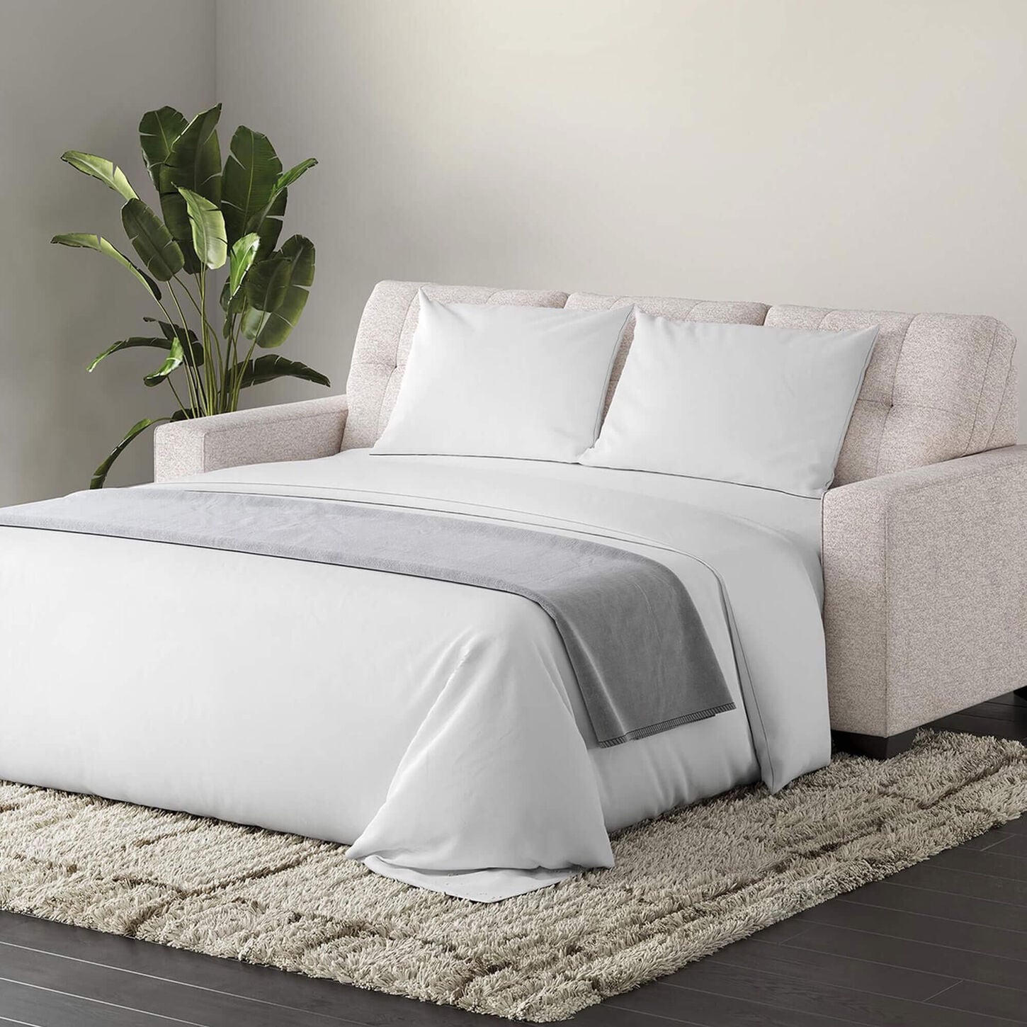 Ashley Larimer Queen Stationary Sofa Sleeper in Stone