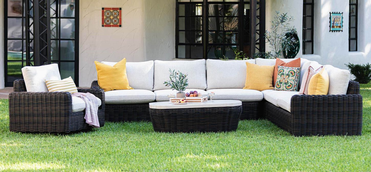 Ashley Kimora 4-Piece Outdoor Sectional in Beige