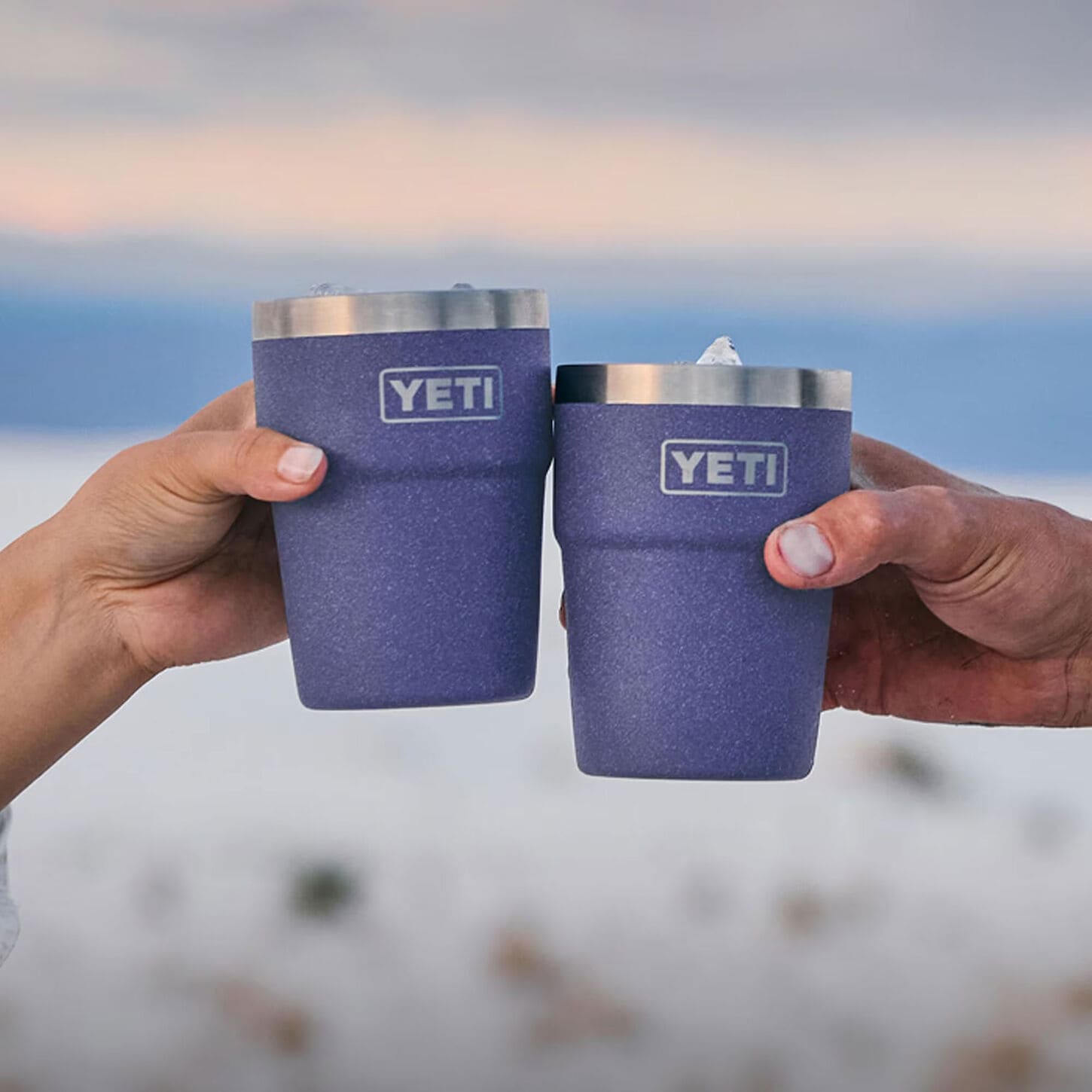 Two Yeti tumblers in moon dust.