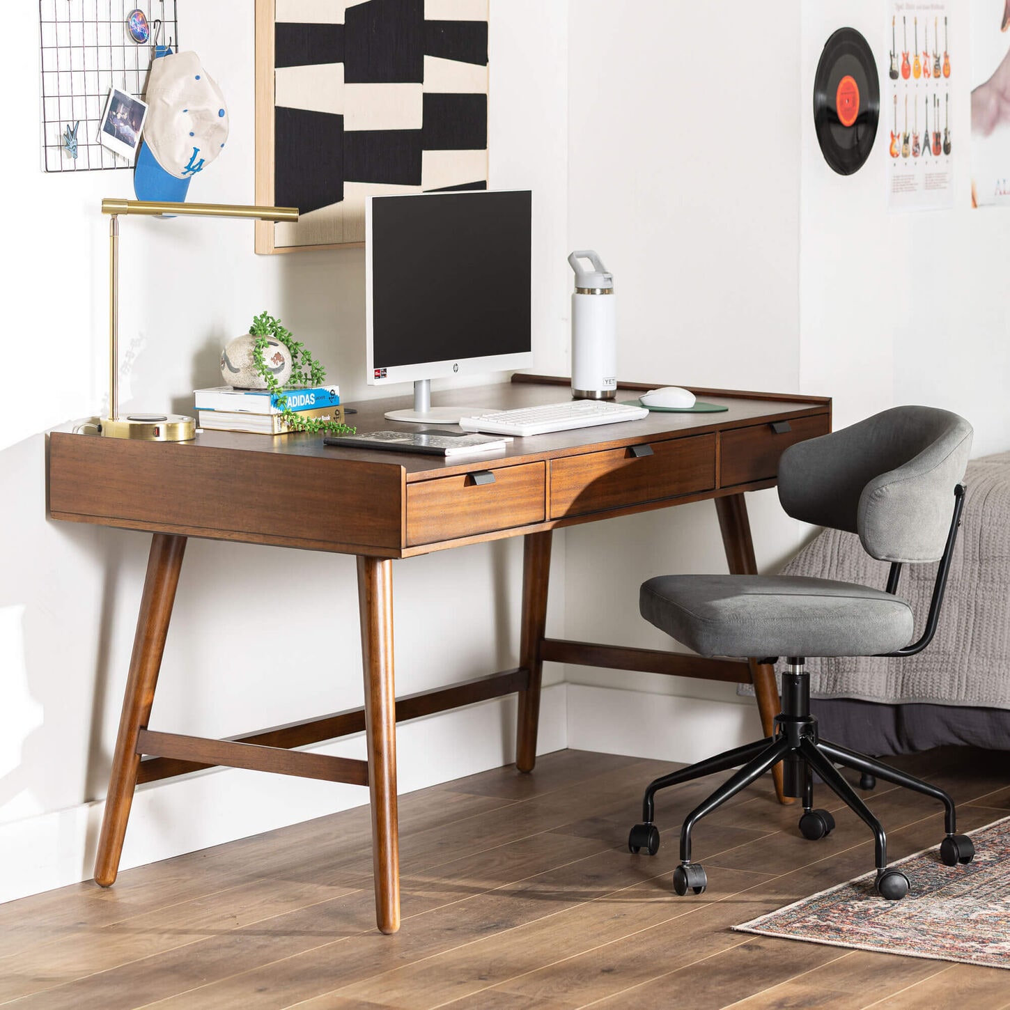 Computer desk with task chair