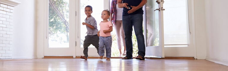 Children excited to enter new home