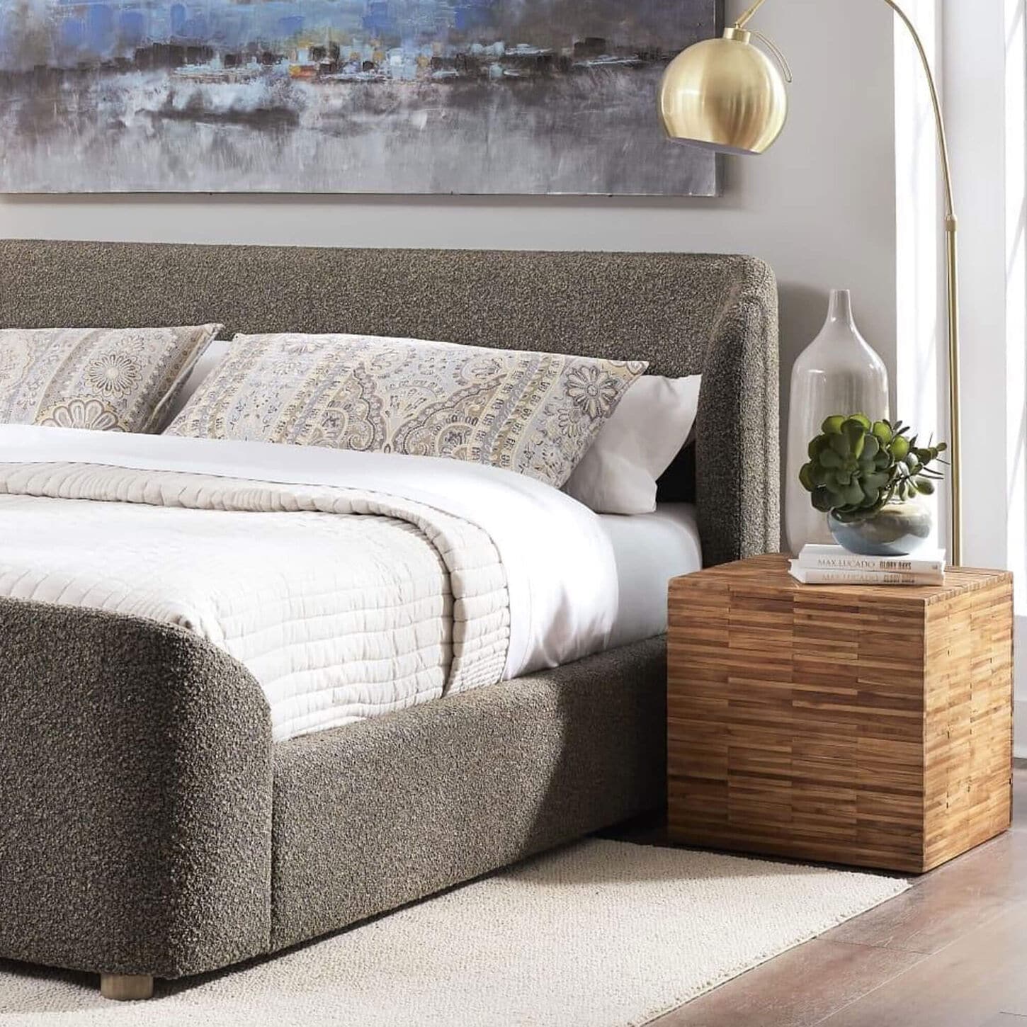 Urban Home Kiki Queen Upholstered Platform Bed in Pumpernickel