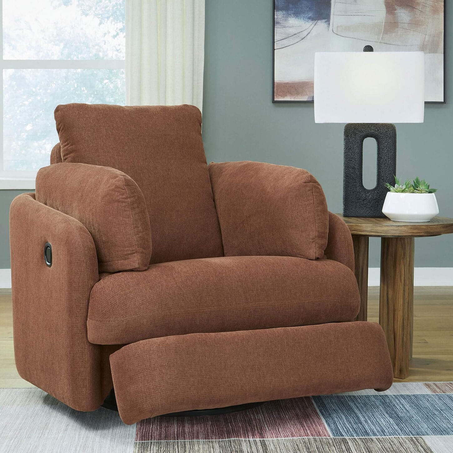 Ashley Modmax Swivel Glider Recliner in Spice