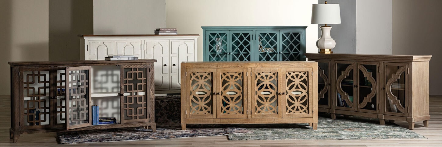 Sideboards and buffets with a lamp.