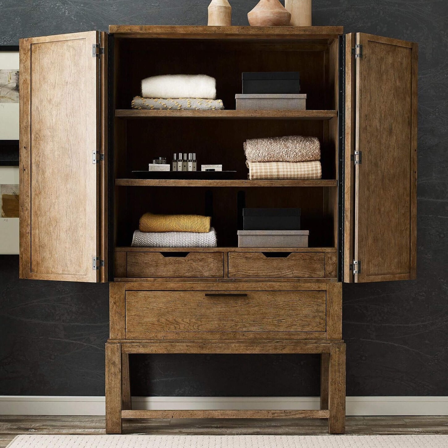 American Drew Skyline Brook Armoire in Smoke Gray