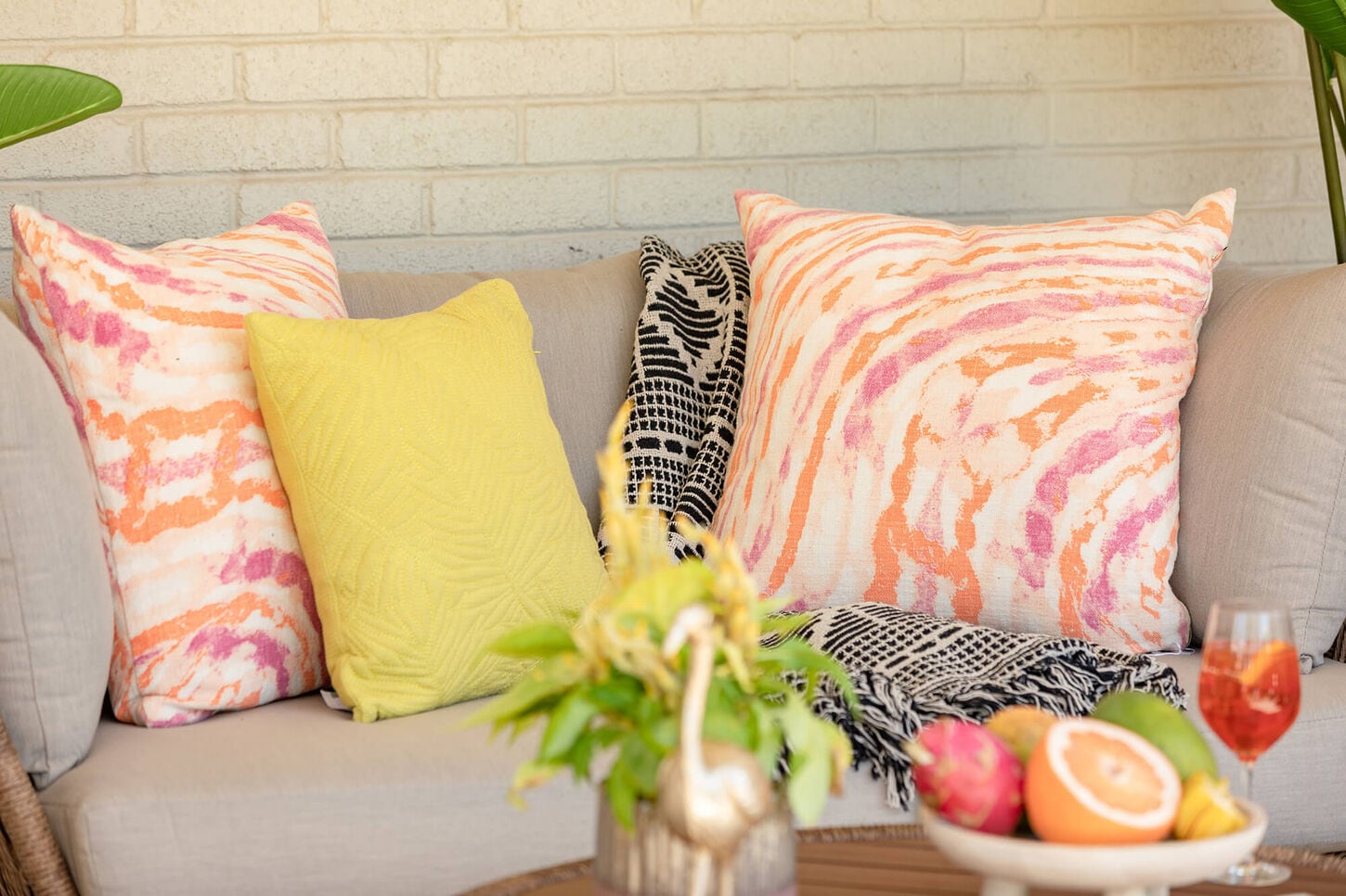 Patio pillows displayed outdoor 