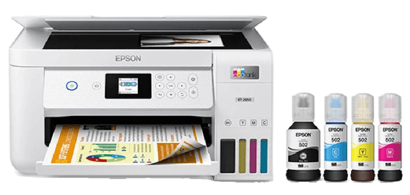 Epson EcoTank ET-2850 Wireless Color All-in-One Cartridge-Free Supertank Printer with Scan, Copy and Auto 2-sided Printing