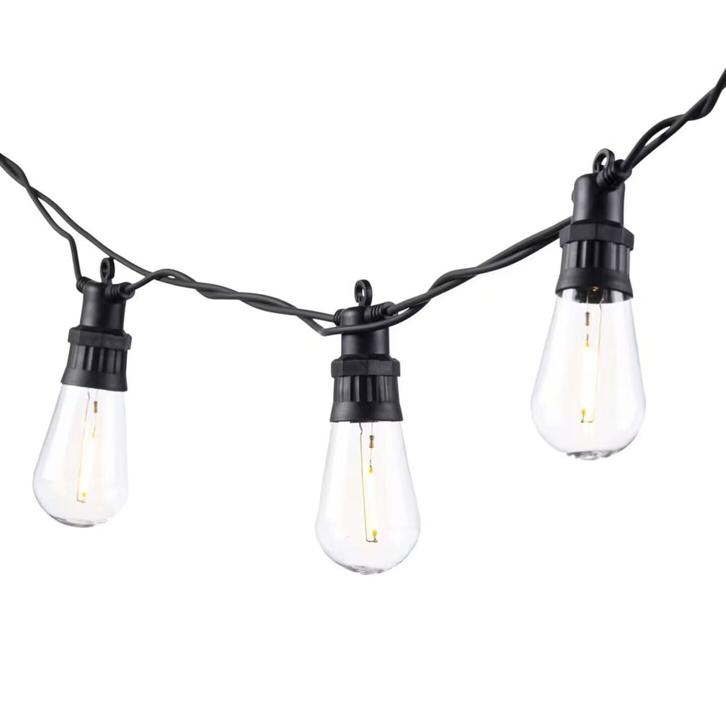 The Gerson Company 14.75' Electric Patio String Lights with Warm White LED Bulbs in Black