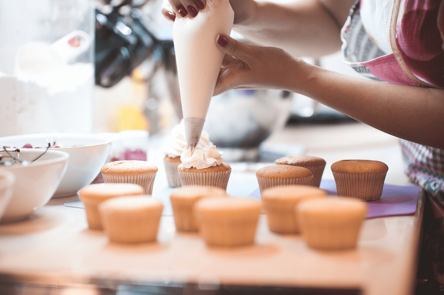 making cupcakes in the kitchen 