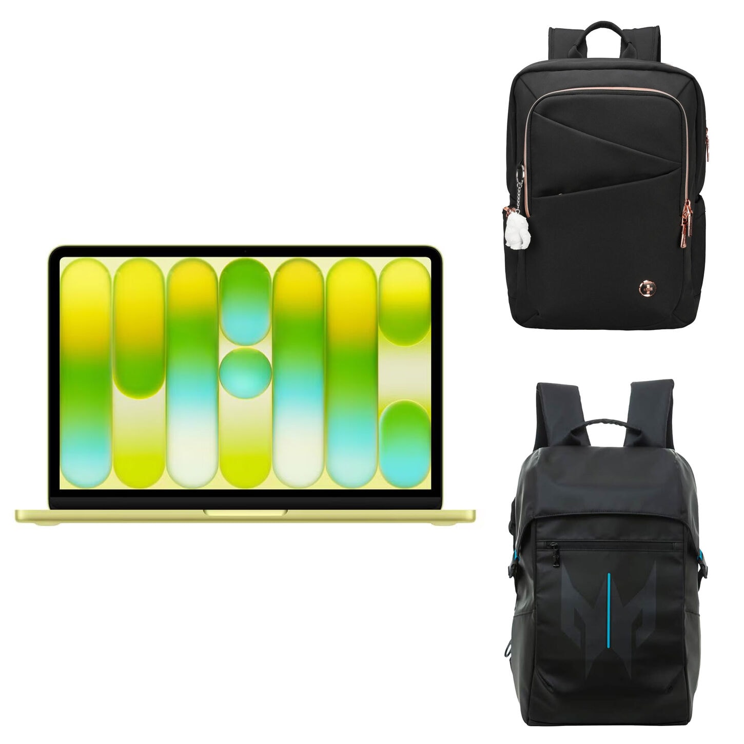 Macbook Neo and 2 backpacks