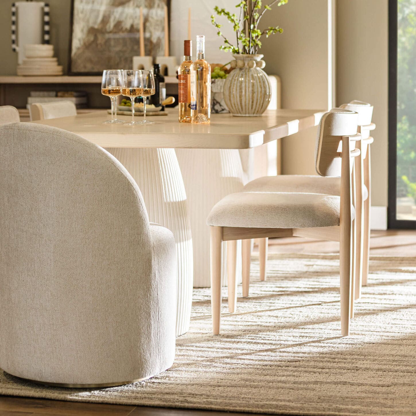 Urban Home Zinnia 7-Piece Dining Set in White Sand