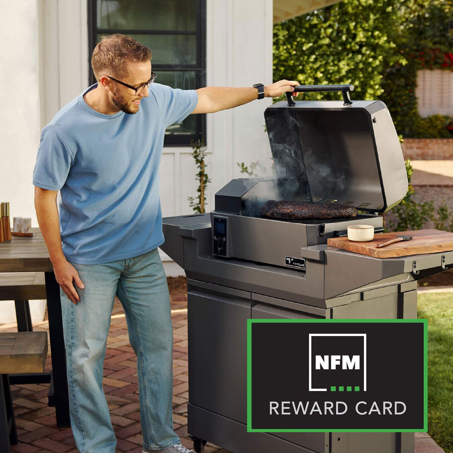 Tytus Emberwood Grill and Prep Cart with Tabletop Pellet Grill in Gunmetal Gray