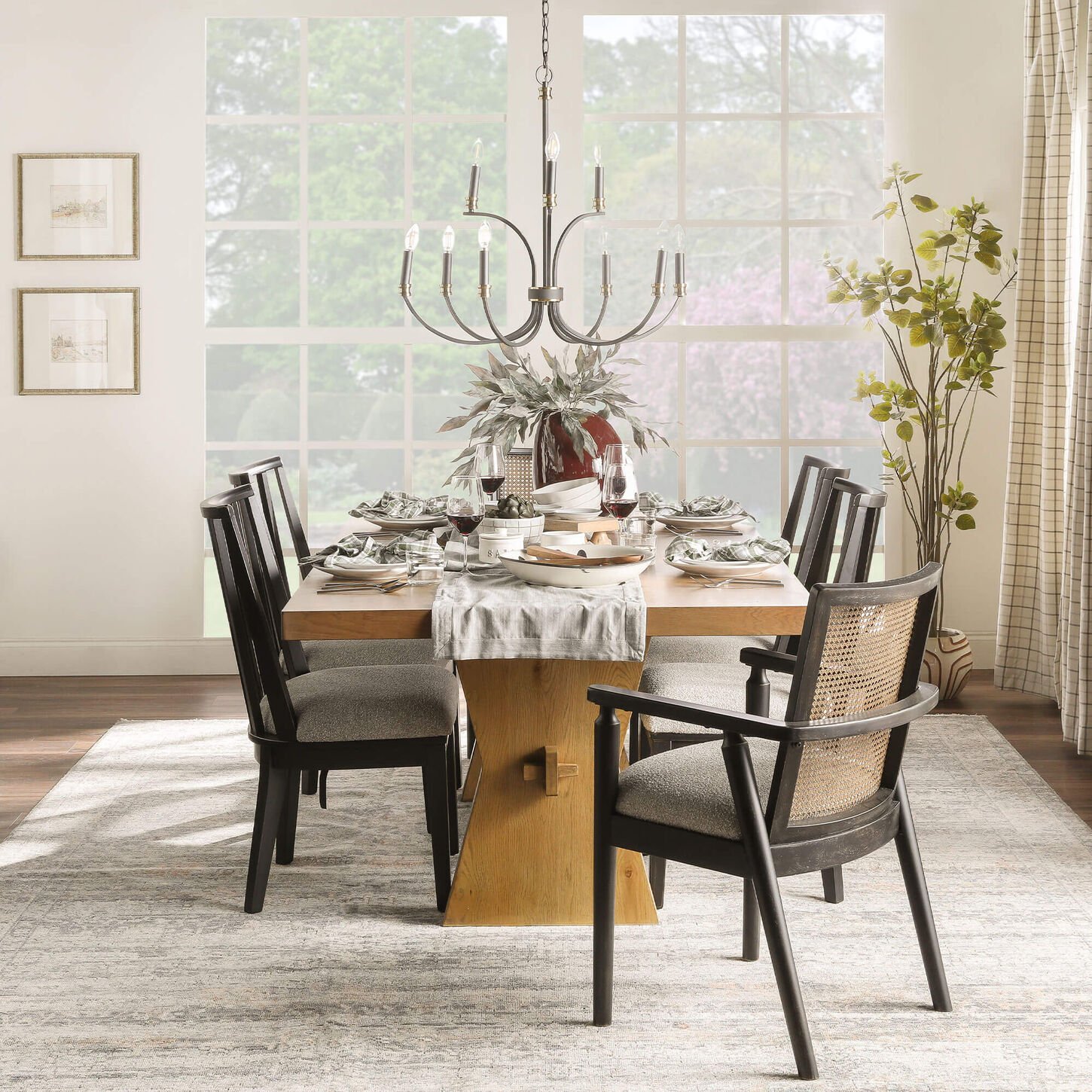 Millenium Galliden 7-Piece Dining Set in Light Brown and Black