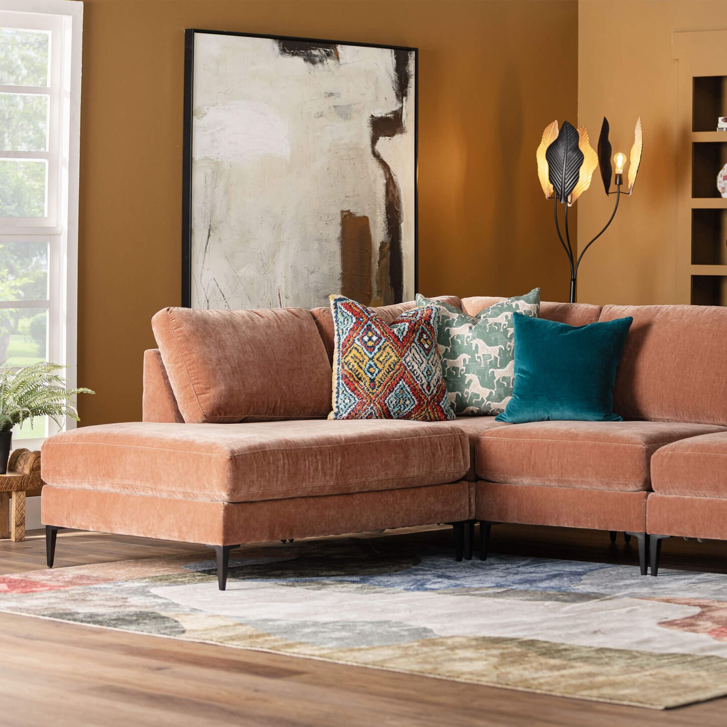 Jonathan Louis Nova 4-Piece Sectional in Amici Ginger