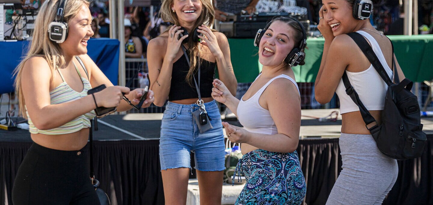 People dancing at the NFM Silent Disco
