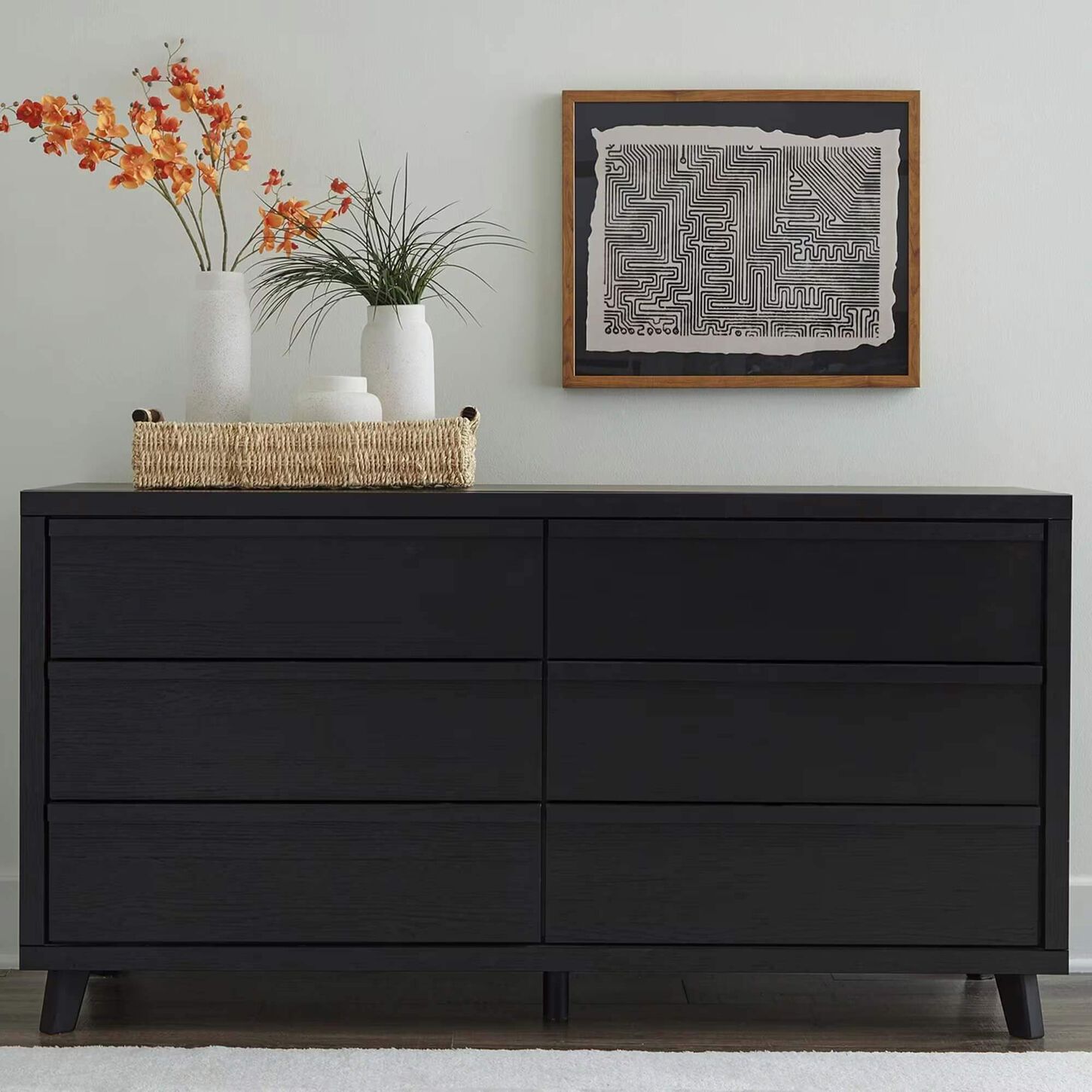 Ashley Danziar 6-Drawer Dresser in Matte Black