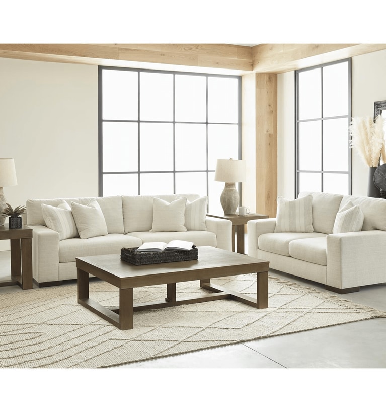 Ashley Maggie Stationary Sofa in Birch