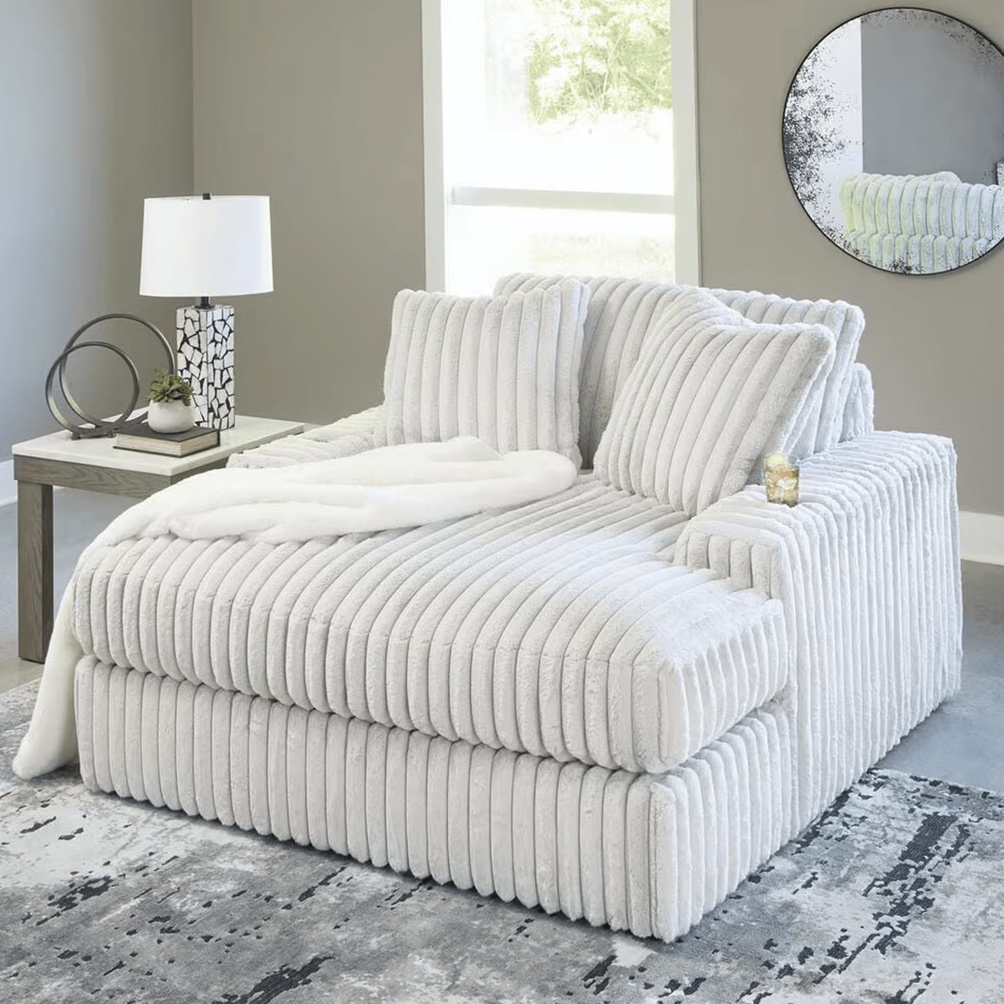 Ashley Stupendous Oversized Chaise in Alloy