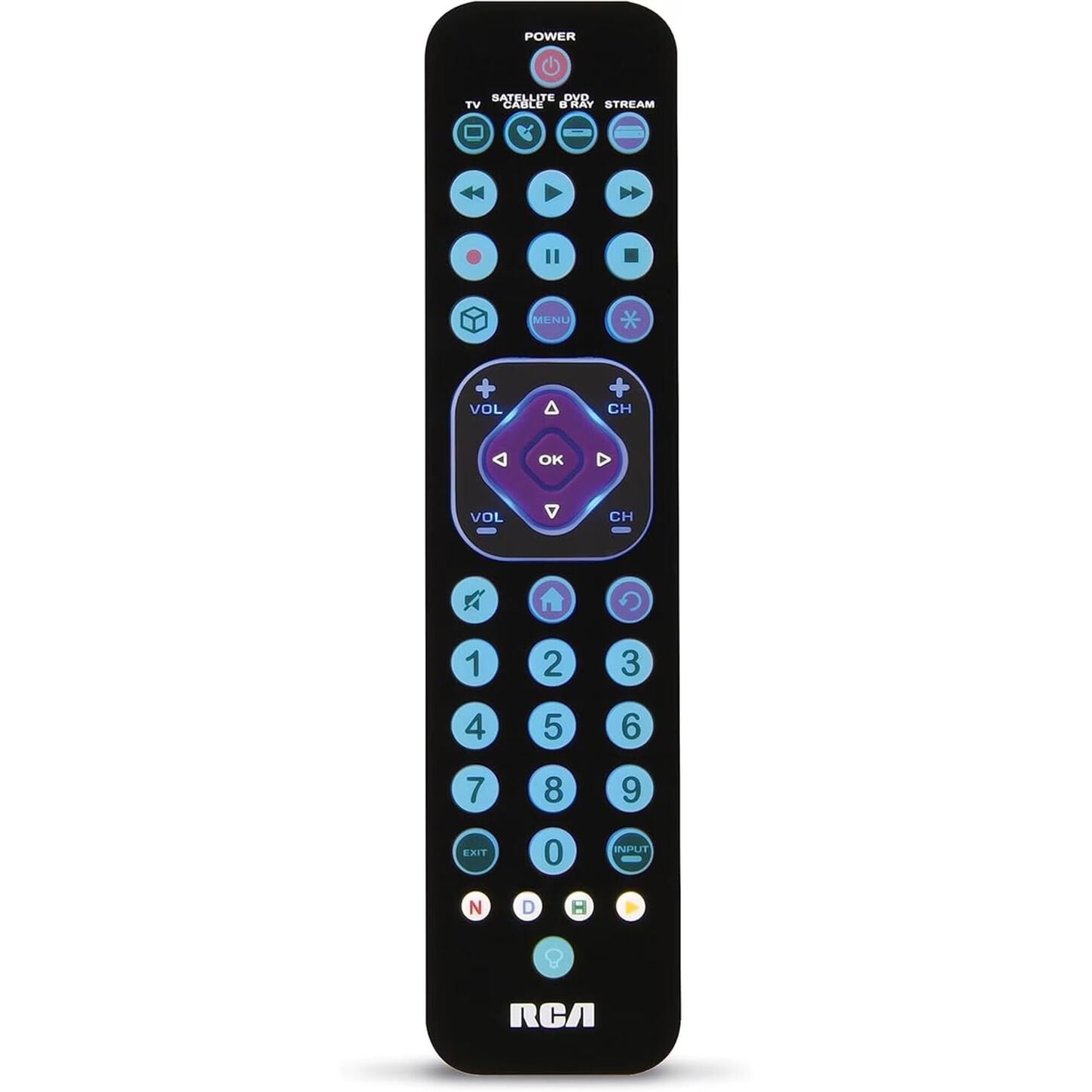 RCA Universal 4-Device Rechargeable Remote in Black