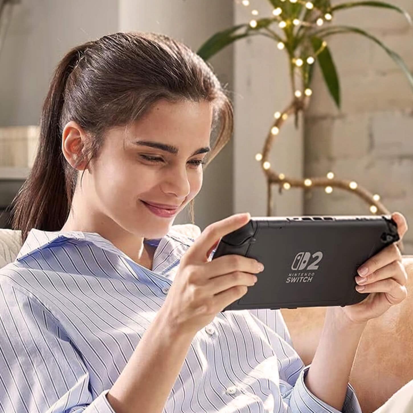 Person playing the Nintendo Switch 2