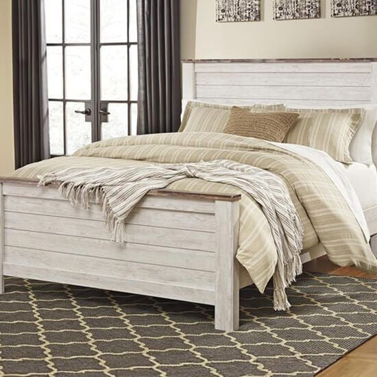 Ashley Willowton Queen Panel Bed in Whitewash