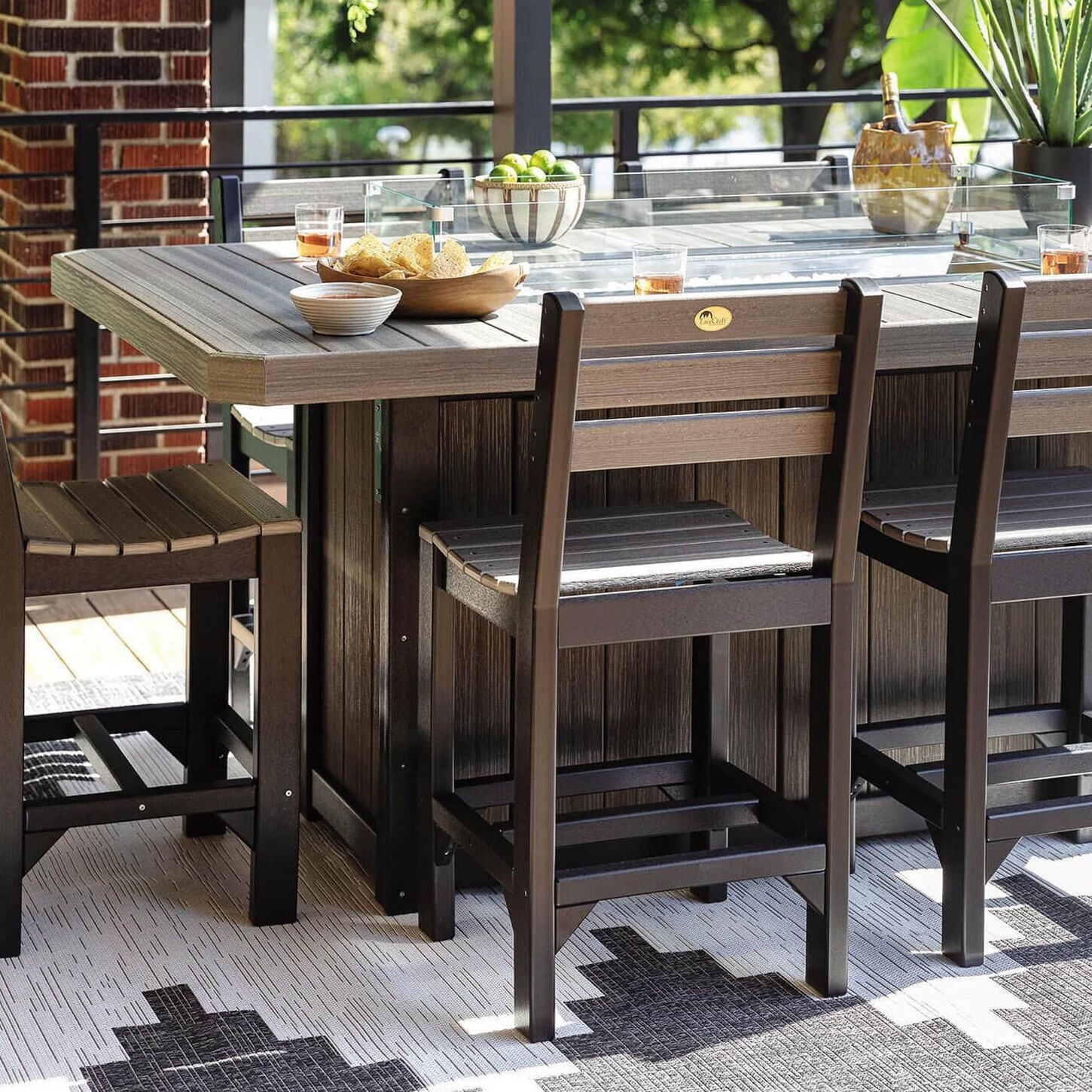 Amish Orchard Firebar Table in Coastal Gray and Black