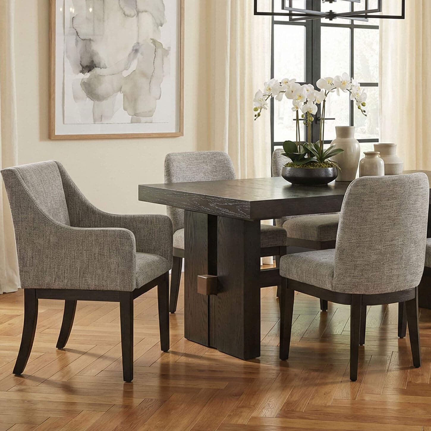 Millenium Burkhaus 7-Piece Dining Set with 1 Table Leaf in Dark Brown