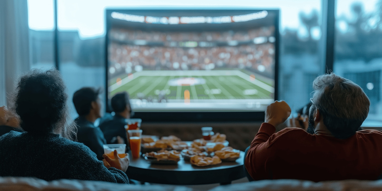 People tailgating, sitting in the back of their trucks and throwing a football