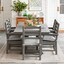 Bright fully decorated patio dining set with a gray finish