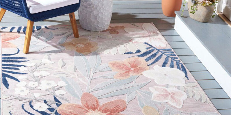Safavieh Cabana CBN454F 4ft x 6ft Pink and Grey Indoor/Outdoor Area Performance Rug