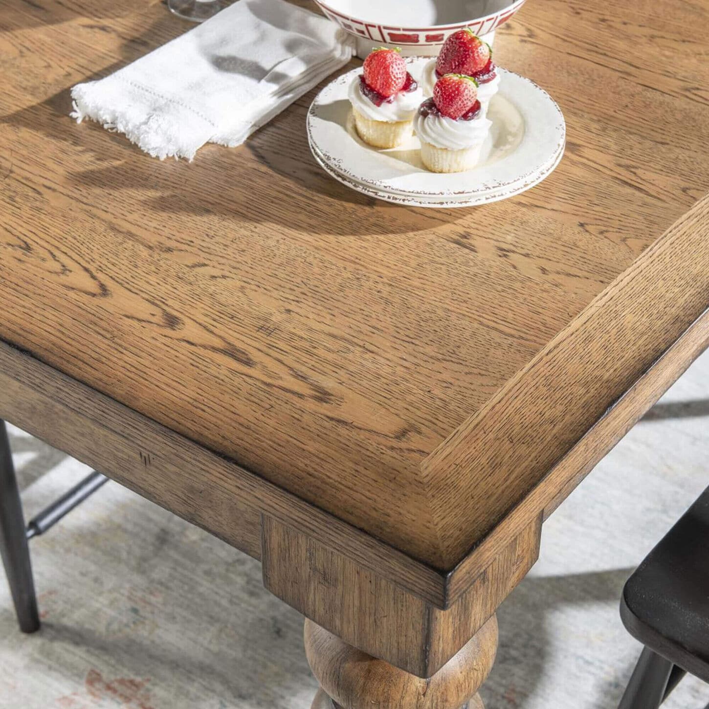 St Claire Home Vintage Market Counter Height Dining Table in Barnwood Oak with 2-12" Leaves